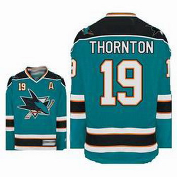 Cheap San Jose Sharks 19 THORNTON Blue Jerseys For Sale