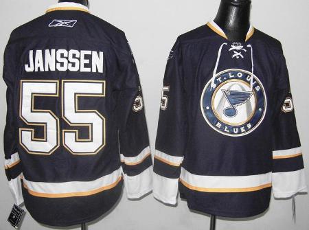 Cheap St. Louis Blues 55 Cam Janssen Dark Blue NHL Jersey For Sale