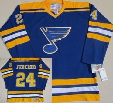 Cheap St.Louis Blues #24 Bernie Federko Blue Throwback CCM Jersey For Sale