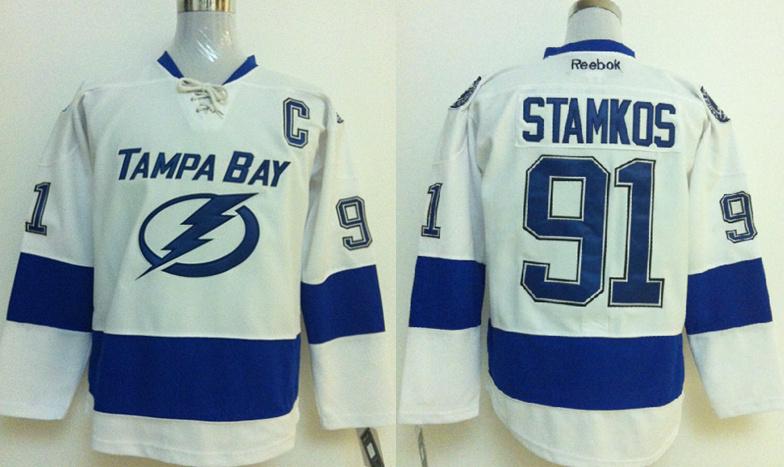 Tampa Bay Lightning 91 Steven Stamkos White NHL Hockey Jersey