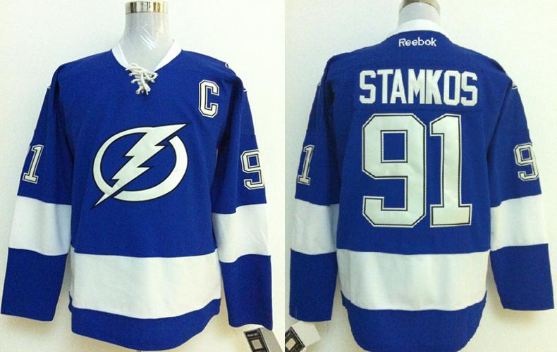 Tampa Bay Lightning 91 Steven Stamkos Blue NHL Hockey Jersey