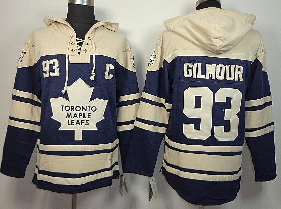 Cheap Toronto Maple Leafs 93 Doug Gilmour Blue Lace-Up NHL Jersey Hoodies For Sale