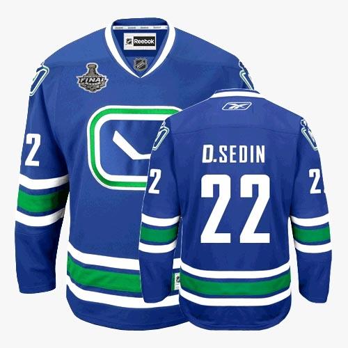 Cheap Vancouver Canucks 22 D.Sedin Blue Third Home NHL 2011 Stanley Cup Jersey For Sale