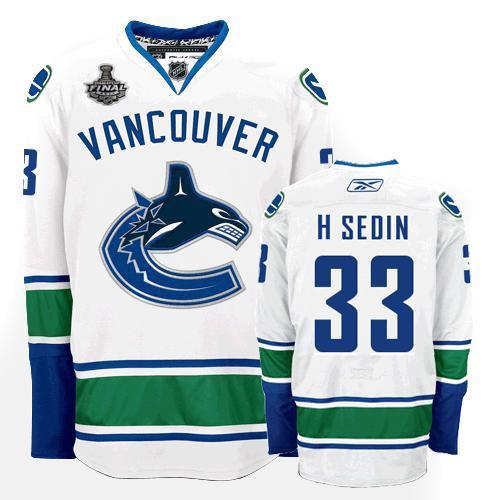 Cheap Vancouver Canucks 33 H.Sedin White Road NHL 2011 Stanley Cup Jersey For Sale