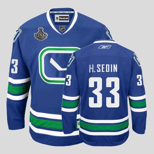 Cheap Vancouver Canucks 33 H.Sedin Blue Third NHL 2011 Stanley Cup Jersey For Sale