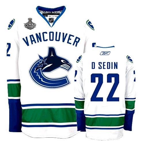 Cheap Vancouver Canucks 22 D.Sedin White Road NHL 2011 Stanley Cup Jersey For Sale