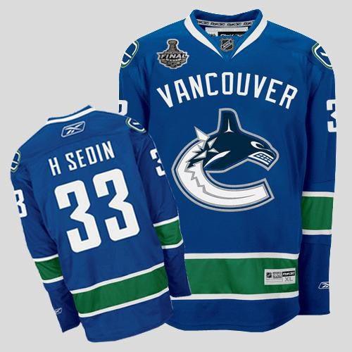 Cheap Vancouver Canucks 33 H.Sedin Blue Home NHL 2011 Stanley Cup Jersey For Sale