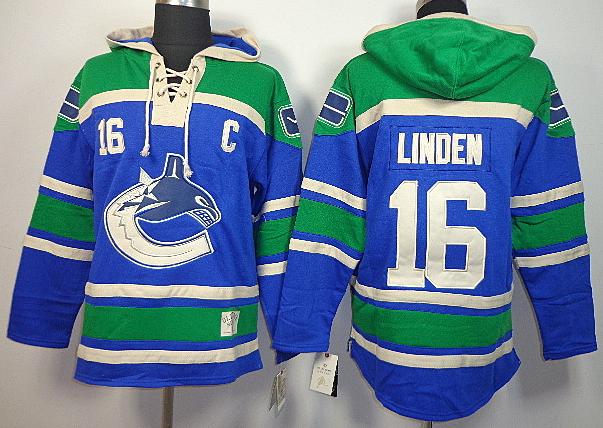 Cheap Vancouver Canucks 16 Trevor Linden Blue Lace-Up NHL Jersey Hoodies For Sale