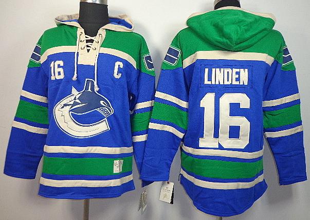 Vancouver Canucks 16 Trevor Linden Blue Lace-Up NHL Jersey Hoodies Vancouver Canucks 16 Trevor Linden Blue Lace-Up NHL Jersey Hoodies