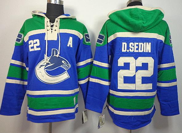 Cheap Vancouver Canucks 22 D.Sedin Blue Lace-Up NHL Jersey Hoodies For Sale