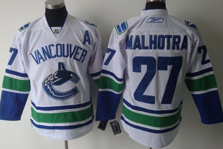 Vancouver Canucks 27 Malhotra White NHL Jersey