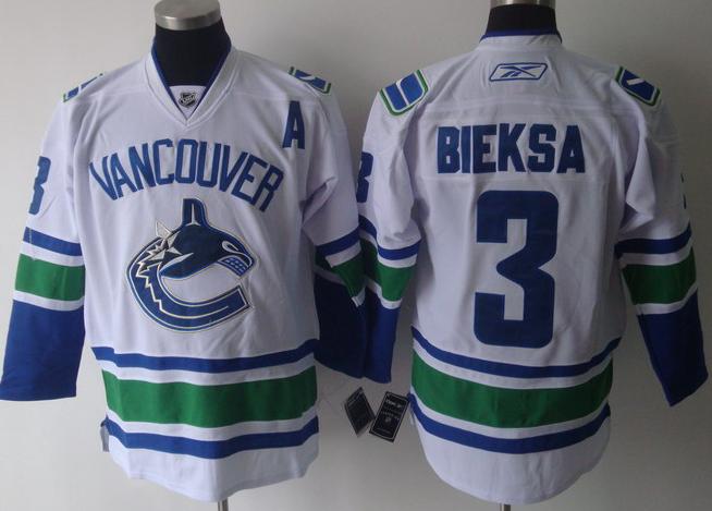 Vancouver Canucks 3 Kevin Bieksa White Jersey