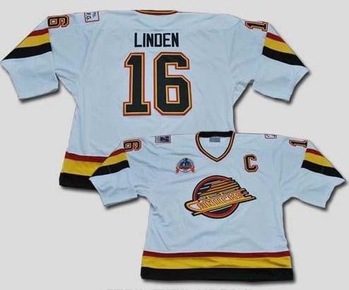 Vancouver Canucks 16 Linden White Jersey Throwback