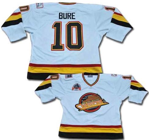 Vancouver Canucks 10 Bure White Jersey Throwback