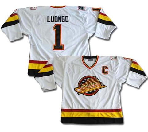 Vancouver Canucks 1 Roberto Luongo White Jersey Throwback