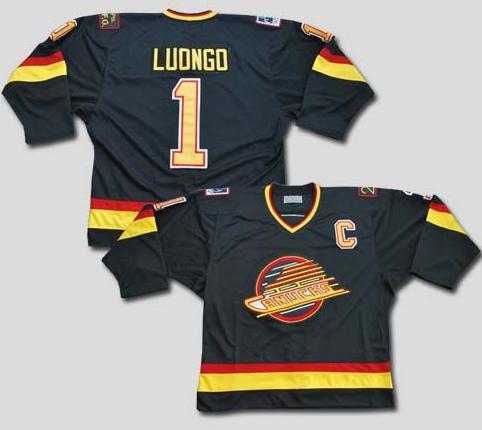 Vancouver Canucks 1 Roberto Luongo Black Jersey Throwback