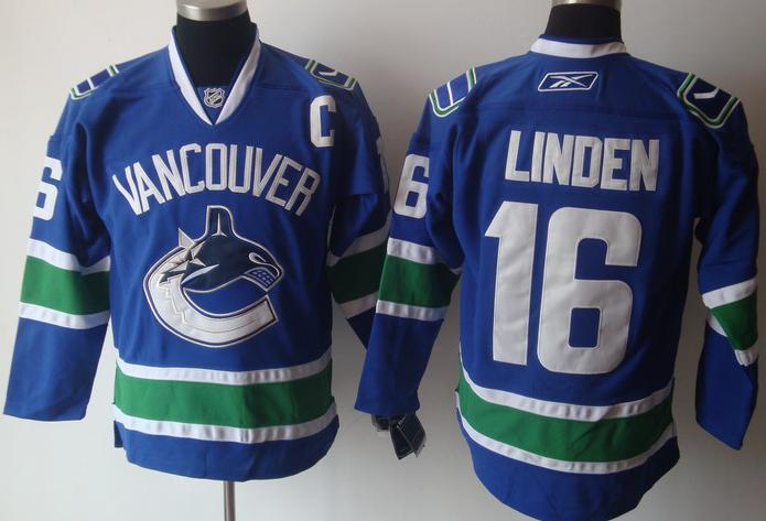Vancouver Canucks 16 Trevor Linden Blue Jersey