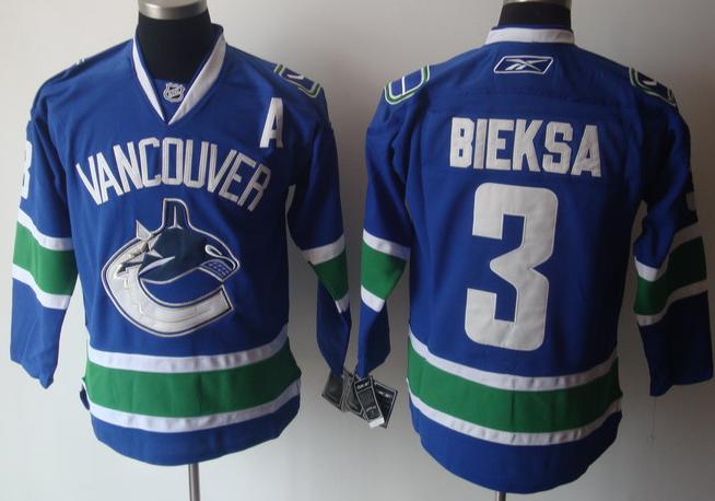 Vancouver Canucks 3 Kevin Bieksa Blue Home Jersey