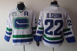 Cheap Vancouver Canucks 22 D.Sedin white 40th style Hockey jerseys For Sale