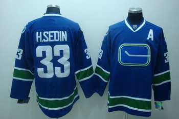 Cheap Vancouver Canucks 33 H.Sedin Blue Jersey 3rd A patch For Sale