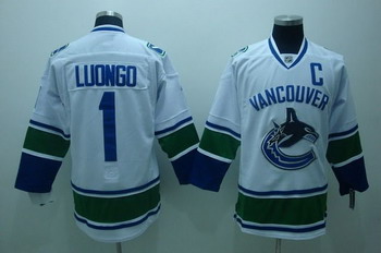Vancouver Canucks 1 R.Luongo white jerseys C patch
