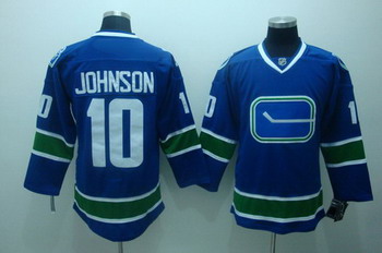 Cheap Vancouver Canucks 10 Johnson blue Hockey jersey 3rd For Sale