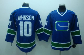Vancouver Canucks 10 Johnson blue Hockey jersey 3rd