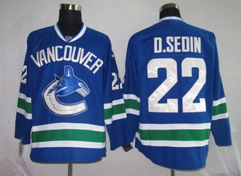Cheap Hockey Jerseys Vancouver Canucks 22 D.SEDIN blue For Sale