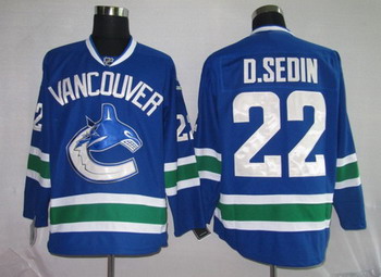 Hockey Jerseys Vancouver Canucks 22 D.SEDIN blue