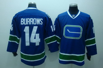 Vancouver Canucks 14 BURROWS blue Hockey jersey 3rd