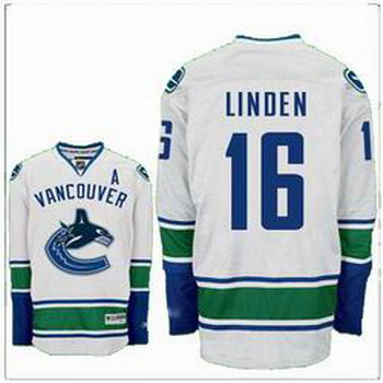 Vancouver Canucks 16 LINDEN white hockey jerseys