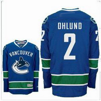 Vancouver Canucks 2 OHLUND blue hockey jerseys