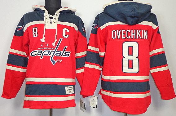 Cheap Washington Capitals 8 Alex Ovechkin Red Lace-Up NHL Jersey Hoodies For Sale