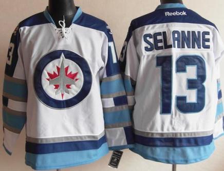 Cheap Winnipeg Jets 13 Teemu Selanne White 2011 New Style NHL Jersey For Sale