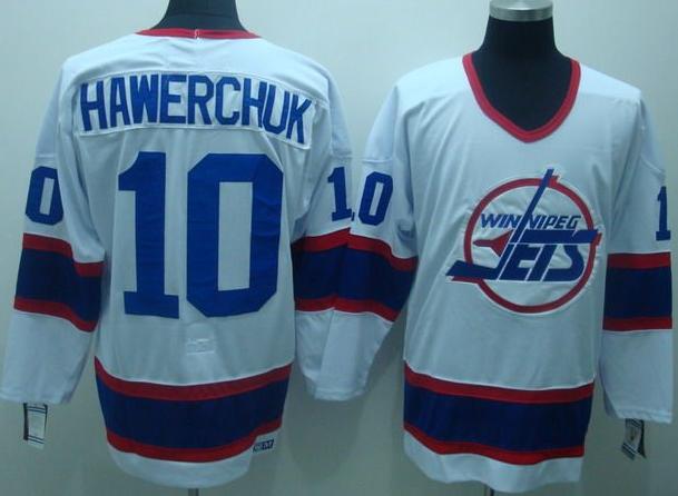 Cheap New York Jets 10 Hawerchuk White CCM Throwback Jersey For Sale