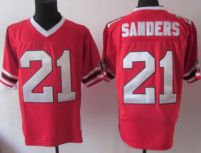 Cheap Atlanta Falcons 21 Deion Sanders Red M&N Throwback NFL Jerseys For Sale