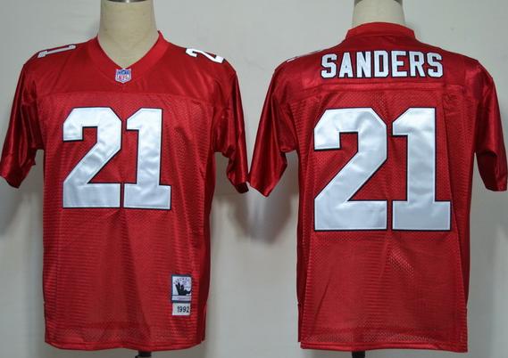 Atlanta Falcons 21 Deion Sanders Red M&N NFL Jerseys