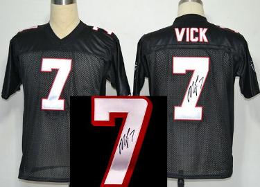 Cheap Atlanta Falcons 7 Michael Vick Black Throwback M&N Signed NFL Jerseys For Sale