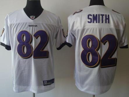 Baltimore Ravens 82 Smith White NFL Jersey