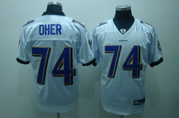 Baltimore Ravens 74 Oher White Jerseys