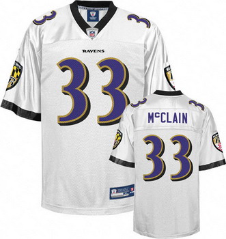 Baltimore Ravens 33 LeRon McClain White Jersey