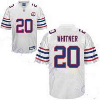 Cheap Buffalo Bills 20 Donte Whitner White Throwback Jersey 50th Anniversary Patch For Sale