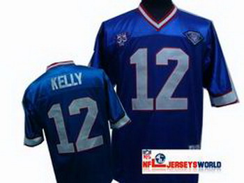 Buffalo Bills 12 Jim Kelly Throwback blue Jerseys