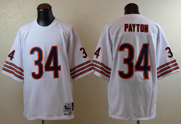 Chicago Bears 34 Walter Payton White Throwback NFL Jerseys