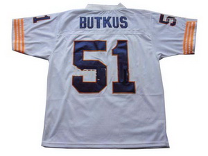 Butkus 51 Chicago Bears Throwback Jerseys White Jersey Big Number