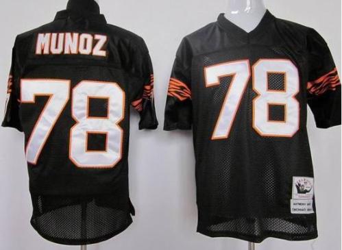 Cincinnati Bengals 78 MUNOZ Black Throwback Jerseys