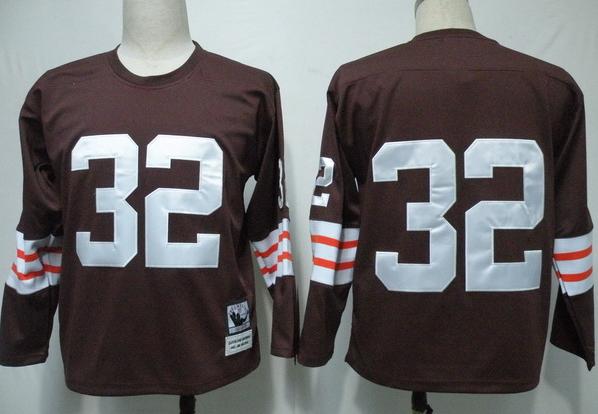 Cleveland Browns 32 Jim Brown Brown Long Sleeve Jersey