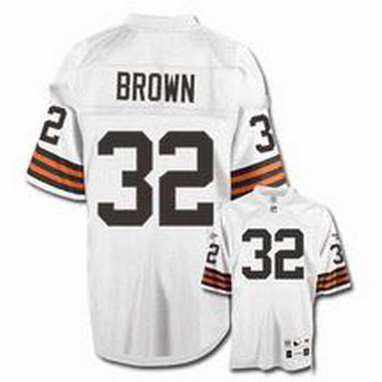 Cheap Cleveland Browns 32 Jim Brown white jerseys For Sale