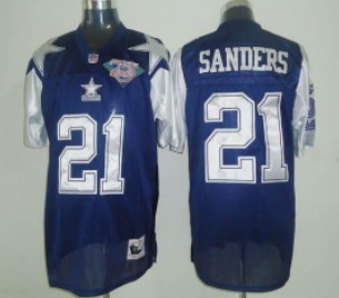 Dallas Cowboys 21 Sanders Blue 75TH Throwback Jersey