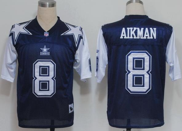 Dallas Cowboys 8 Aikman Blue Throwback NFL Jerseys